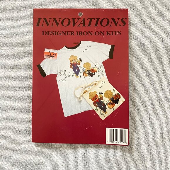 Vintage 1990s Innovations Designer Iron On Kit Autumn Scarecrow Cat Design Kit - Picture 1 of 6
